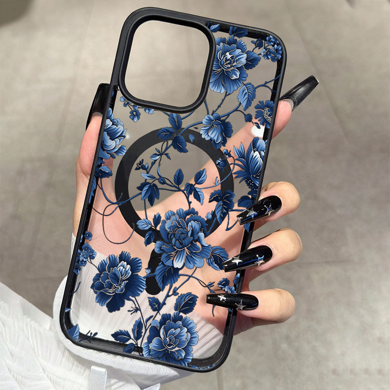 Phone Cases Blue - Роскошный винтажный синий чехол с цветочным