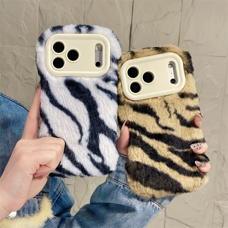 Phone Cases For Iphone 13 - Роскошный плюшевый чехол с узором зебры