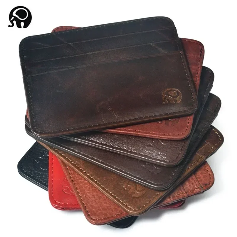 Slim Card Slot Case - Новый тонкий мини-кошелек из натуральной кожи,