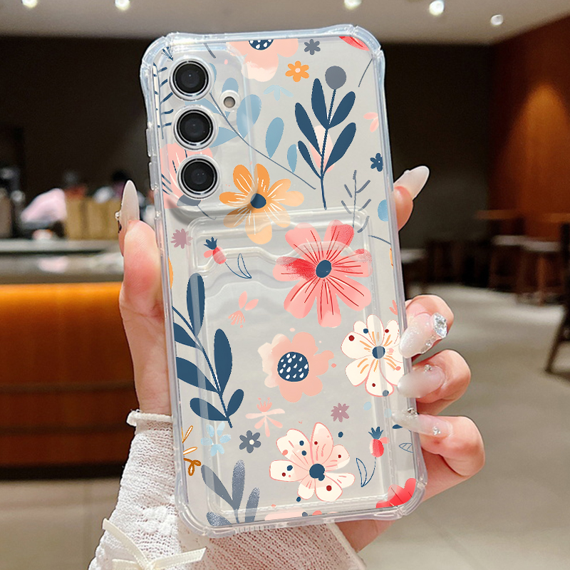 Phone Cases With Wallet - Красочный чехол-кошелек с цветочным принтом для